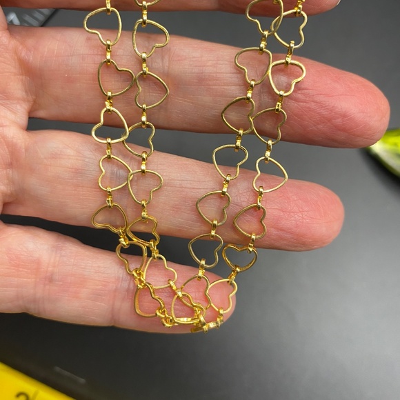 Gold Tone Hearts Double Strand Bracelet Or Anklet Dainty 9" - Picture 2 of 7